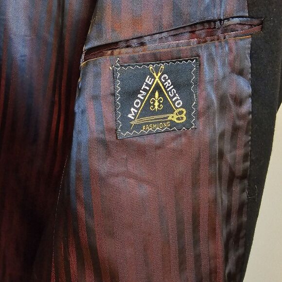 Vintage 80s 90s Cashmere Overcoat Monte Cristo Mens XL USA Black Long Trench Mob - Picture 7 of 12